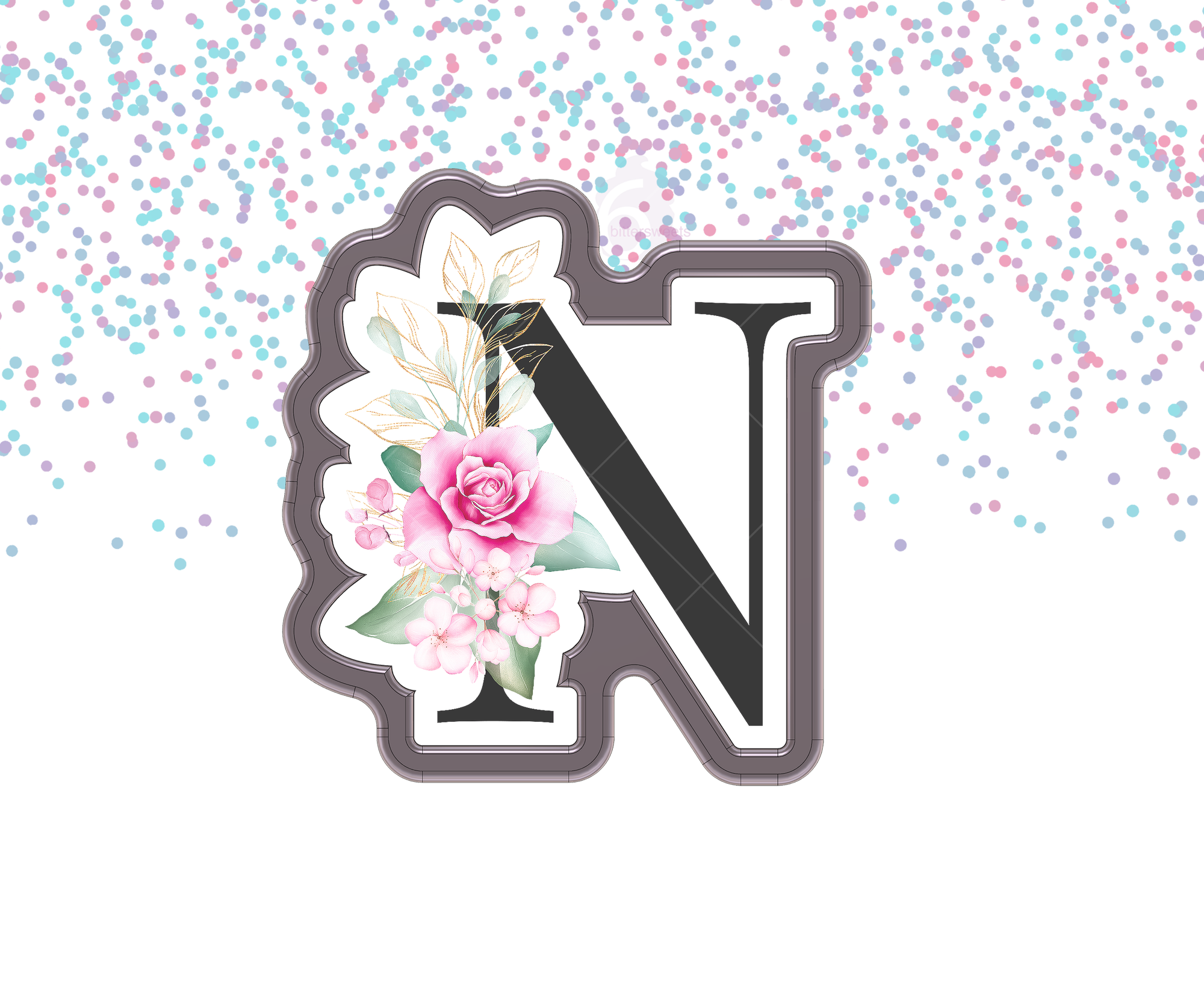 Floral Letter N 1 Cookie Cutter