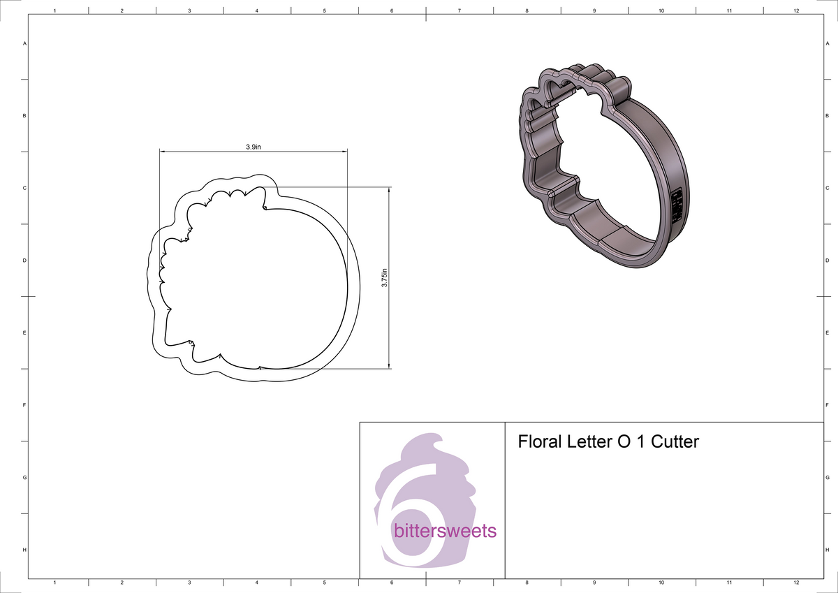 Floral Letter O 1 Cookie Cutter