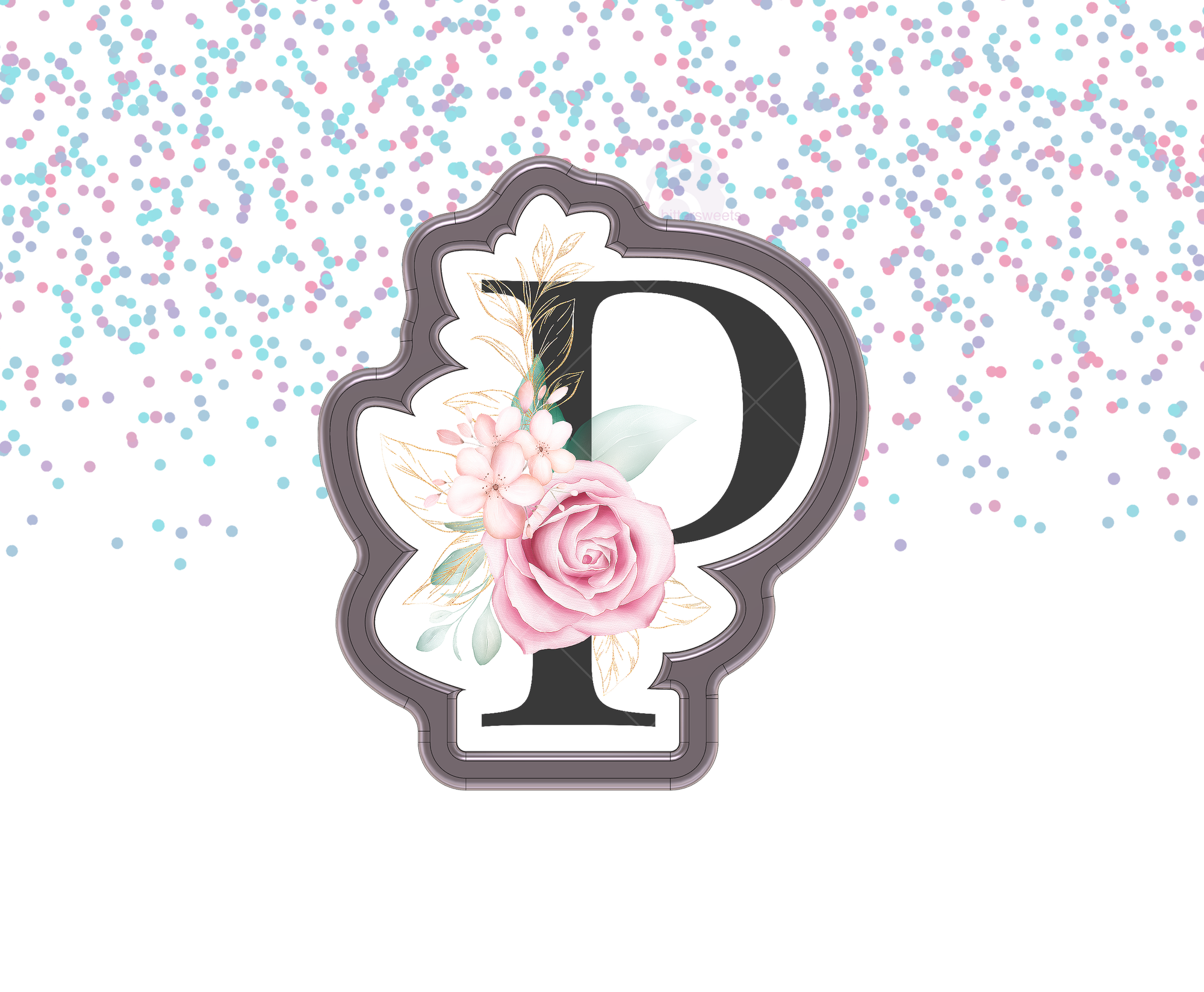 Floral Letter P 1 Cookie Cutter