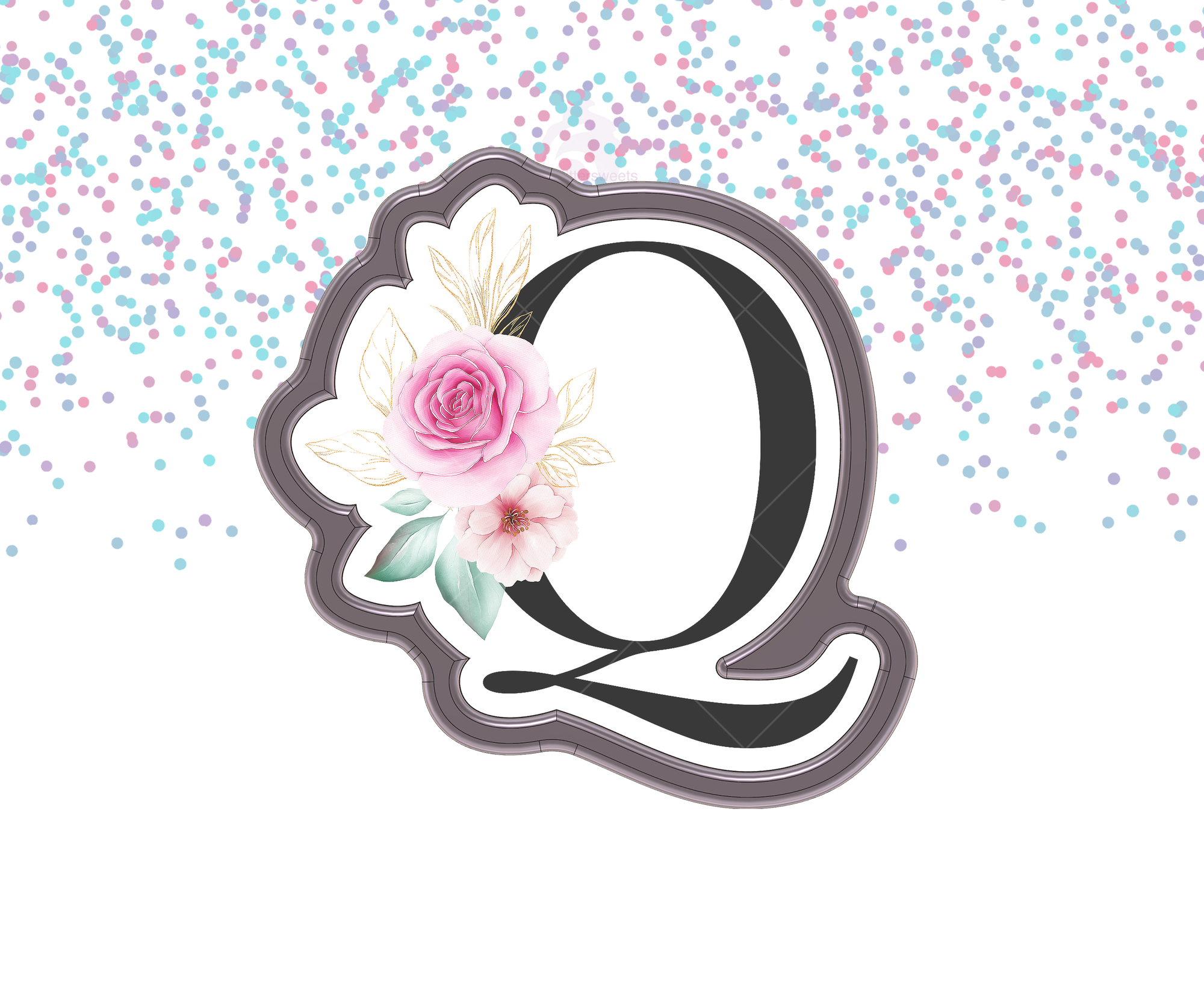 Floral Letter Q 1 Cookie Cutter