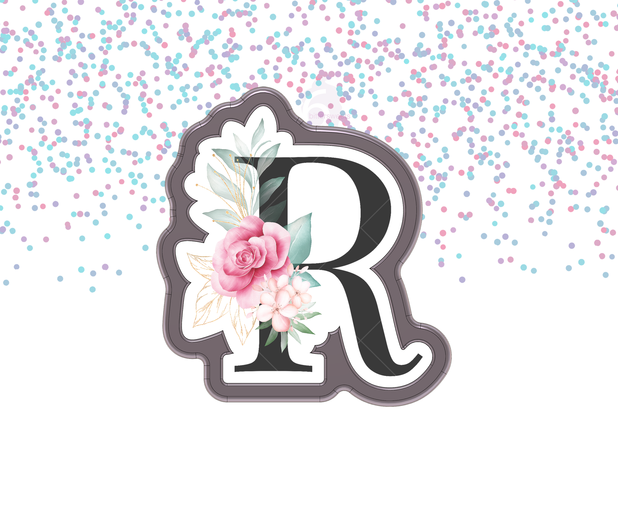 DIGITAL STL Download For Floral Letter R 1 Cookie Cutter