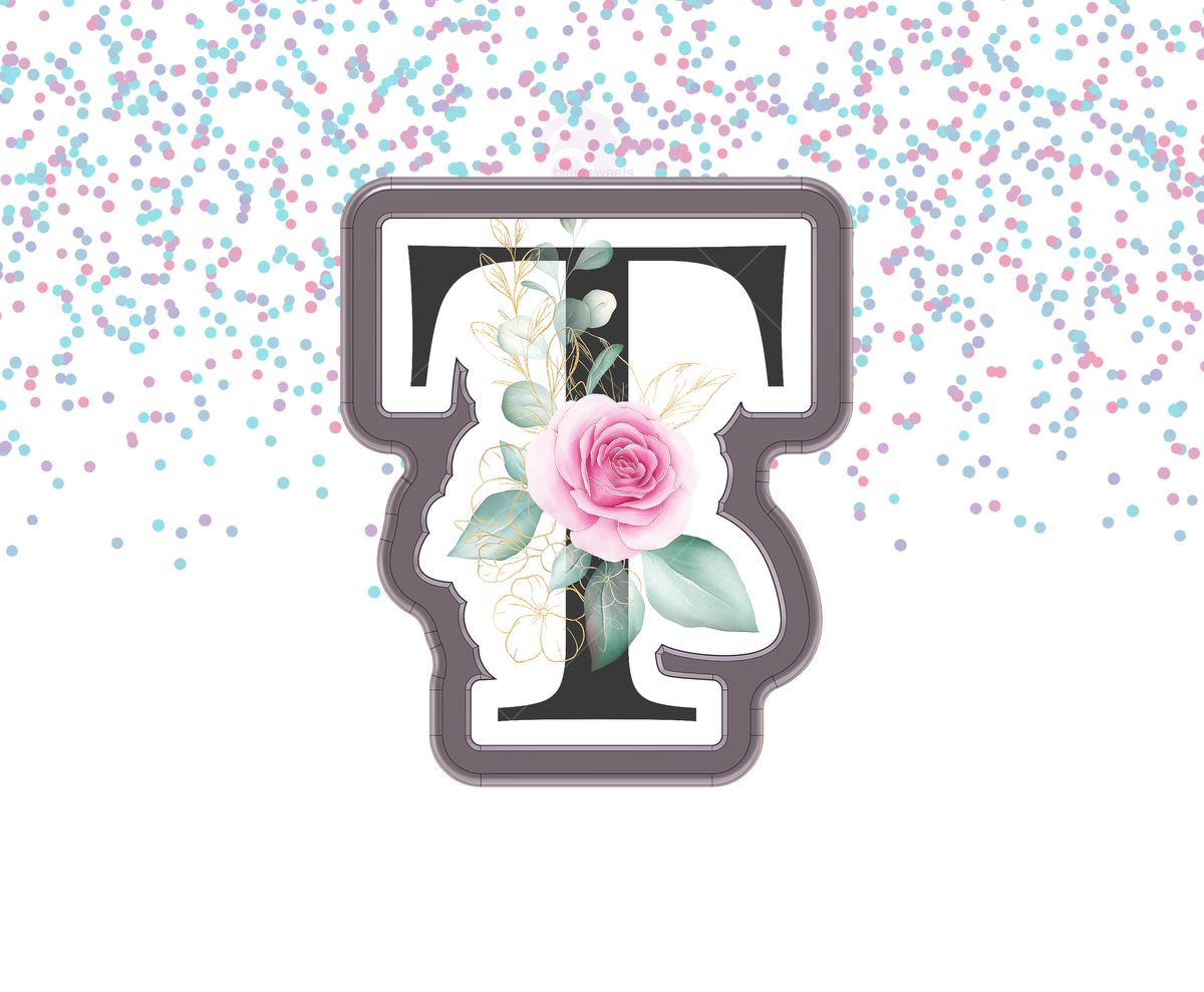 Floral Letter T 1 Cookie Cutter