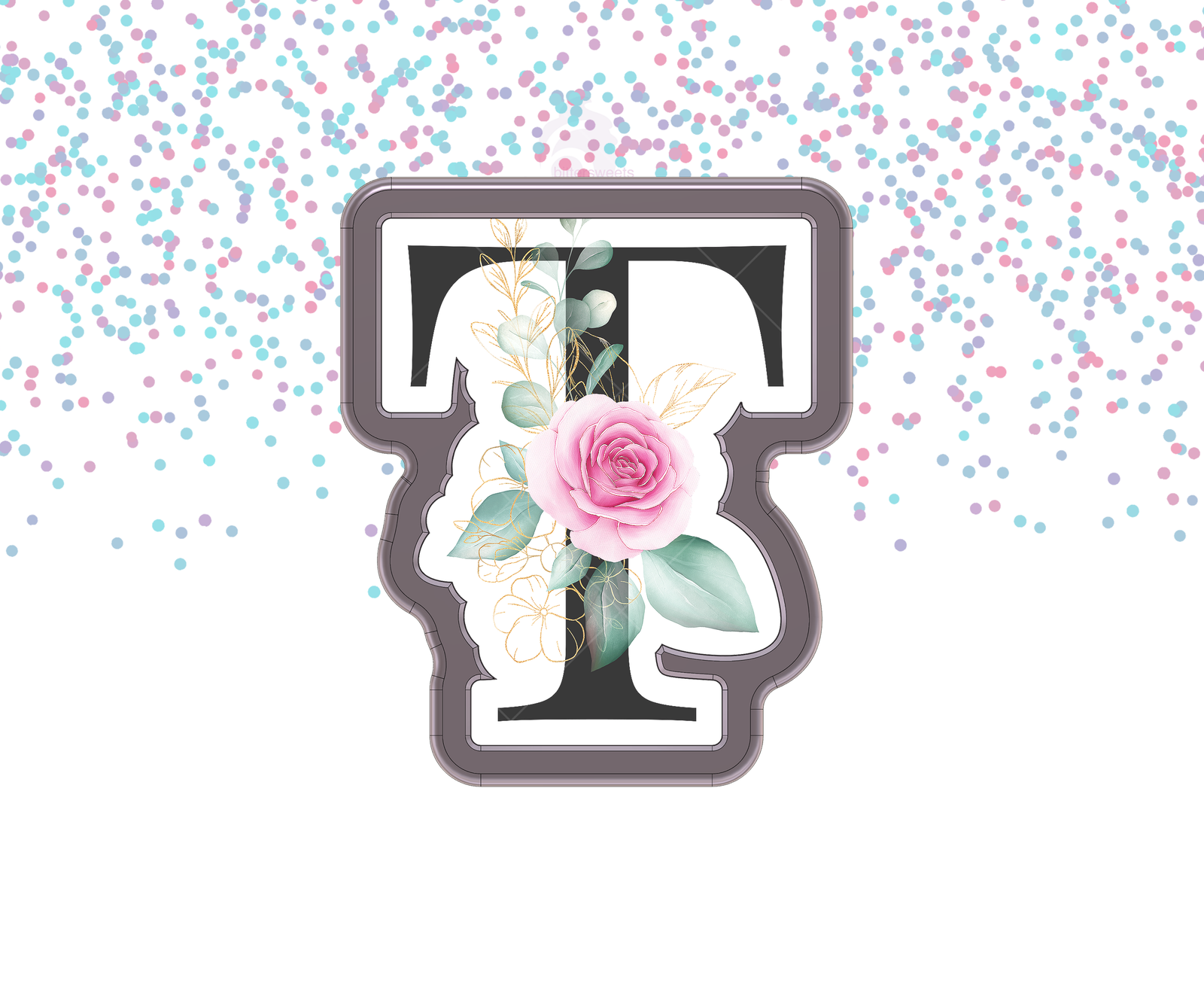Floral Letter T 1 Cookie Cutter