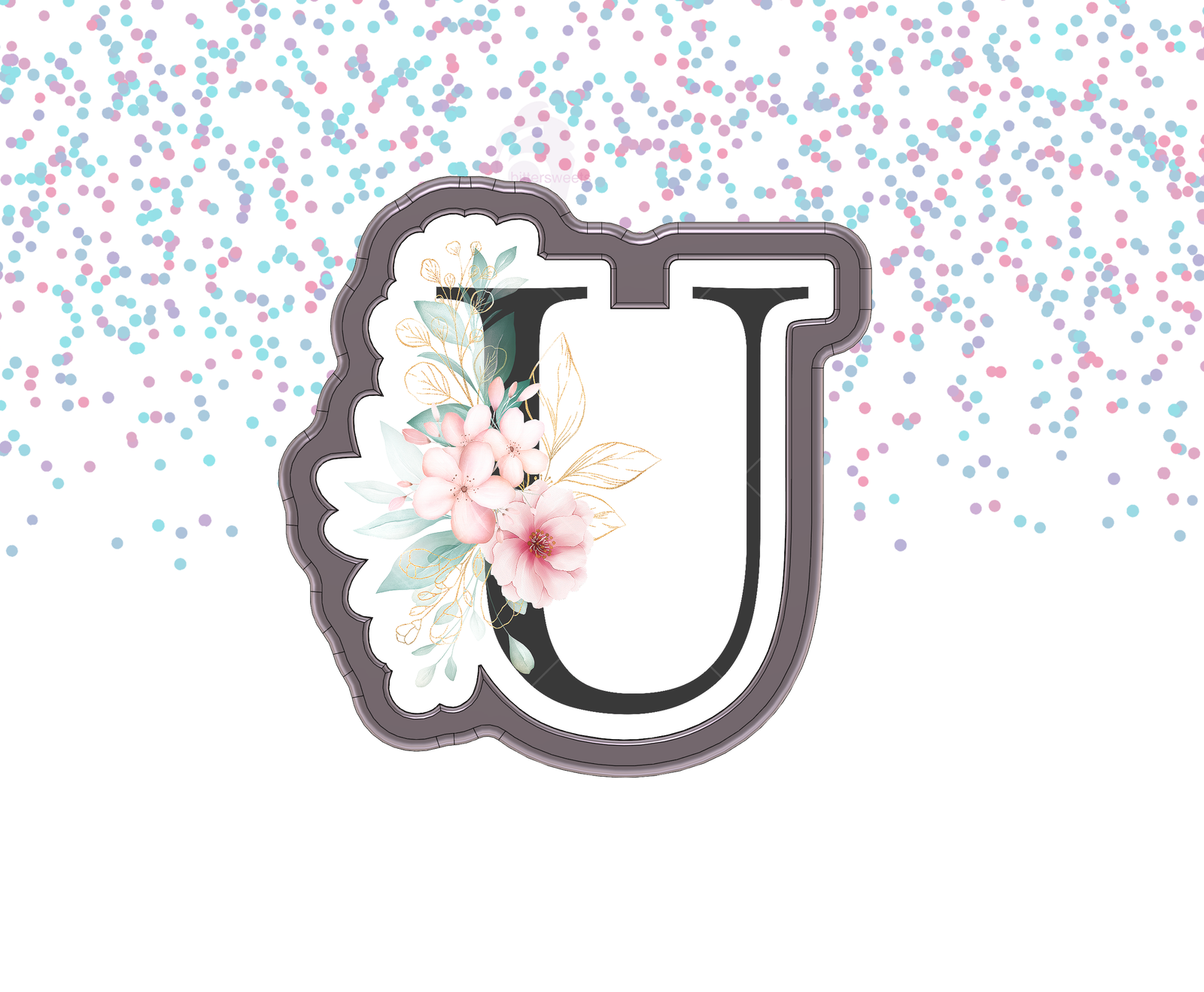 Floral Letter U 1 Cookie Cutter