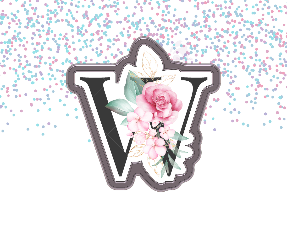 DIGITAL STL Download For Floral Letter W 1 Cookie Cutter