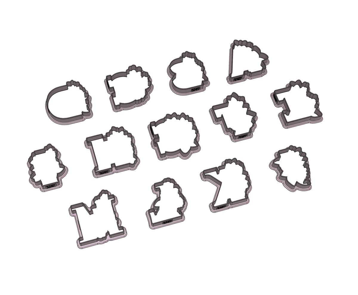 DIGITAL STL Download For Floral Letters A - M 1 Cookie Cutters