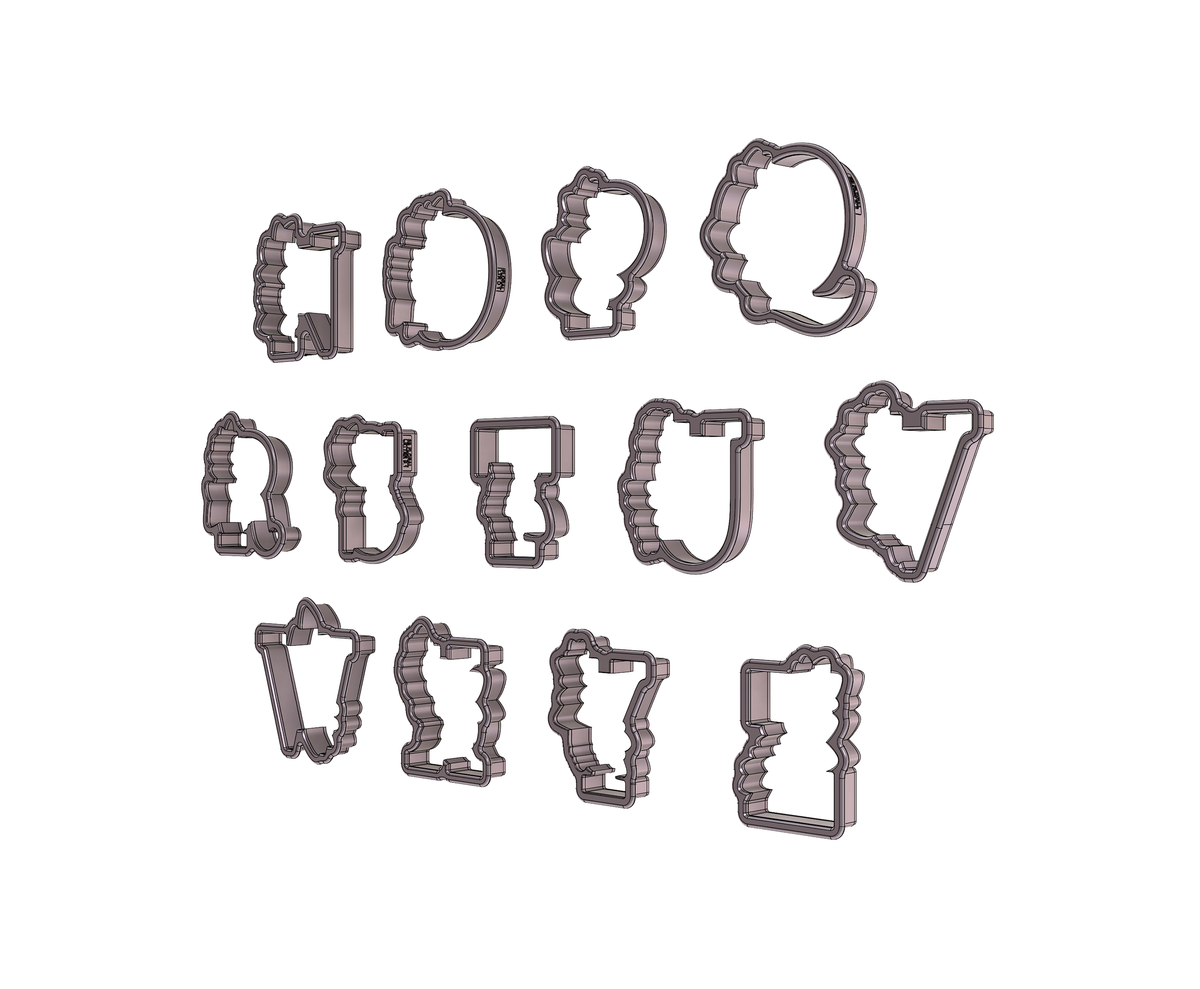 DIGITAL STL Download For Floral Letters N - Z 1 Cookie Cutters