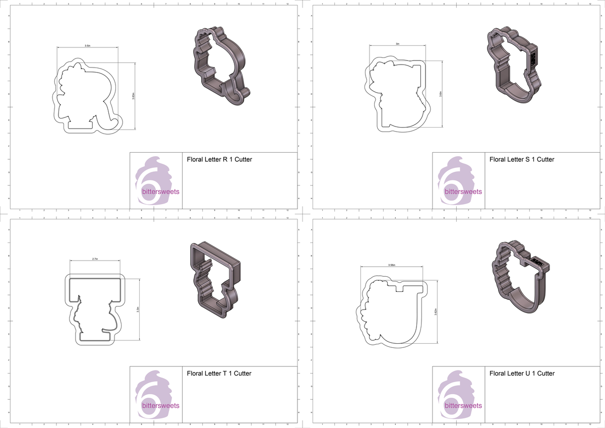 Floral Letters N - Z 1 Cookie Cutters