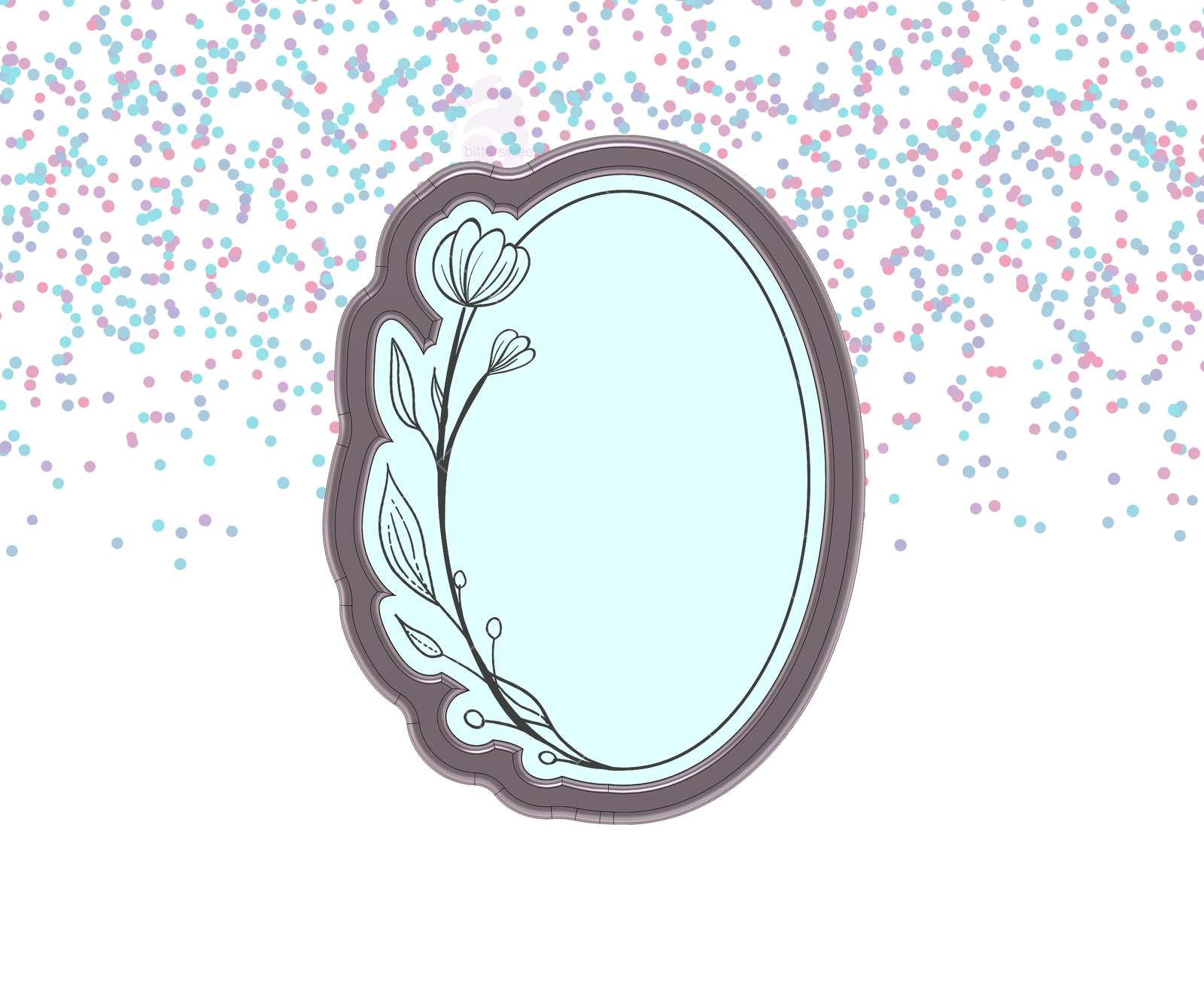 DIGITAL STL Download For Floral Oval Plaque 1 Cookie Cutter