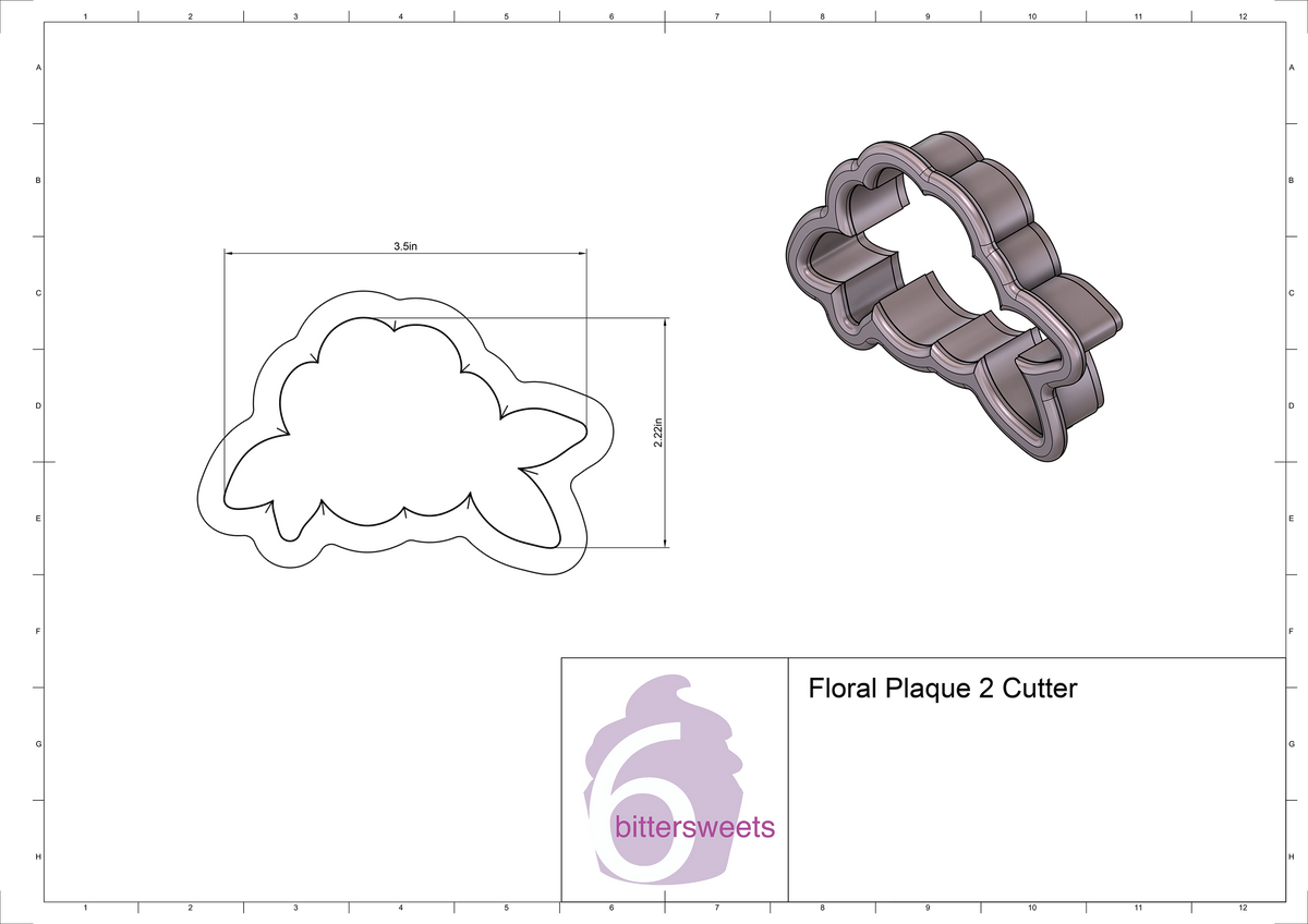 DIGITAL STL Download For Floral Plaque 2 Cookie Cutter