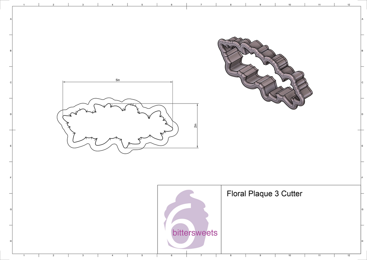 DIGITAL STL Download For Floral Plaque 3 Cookie Cutter