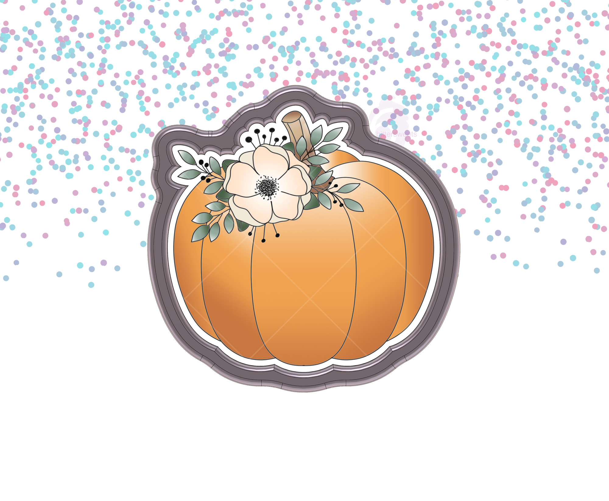 DIGITAL STL Download For Floral Pumpkin 2 Cookie Cutter