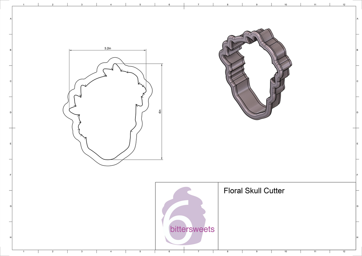 Floral Skull 1 Cookie Cutter