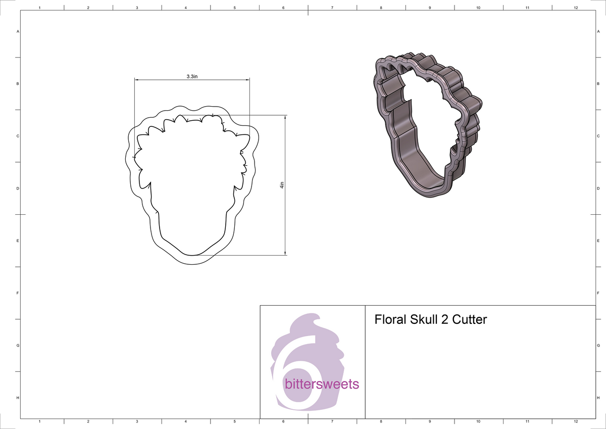 Floral Skull 2 Cookie Cutter