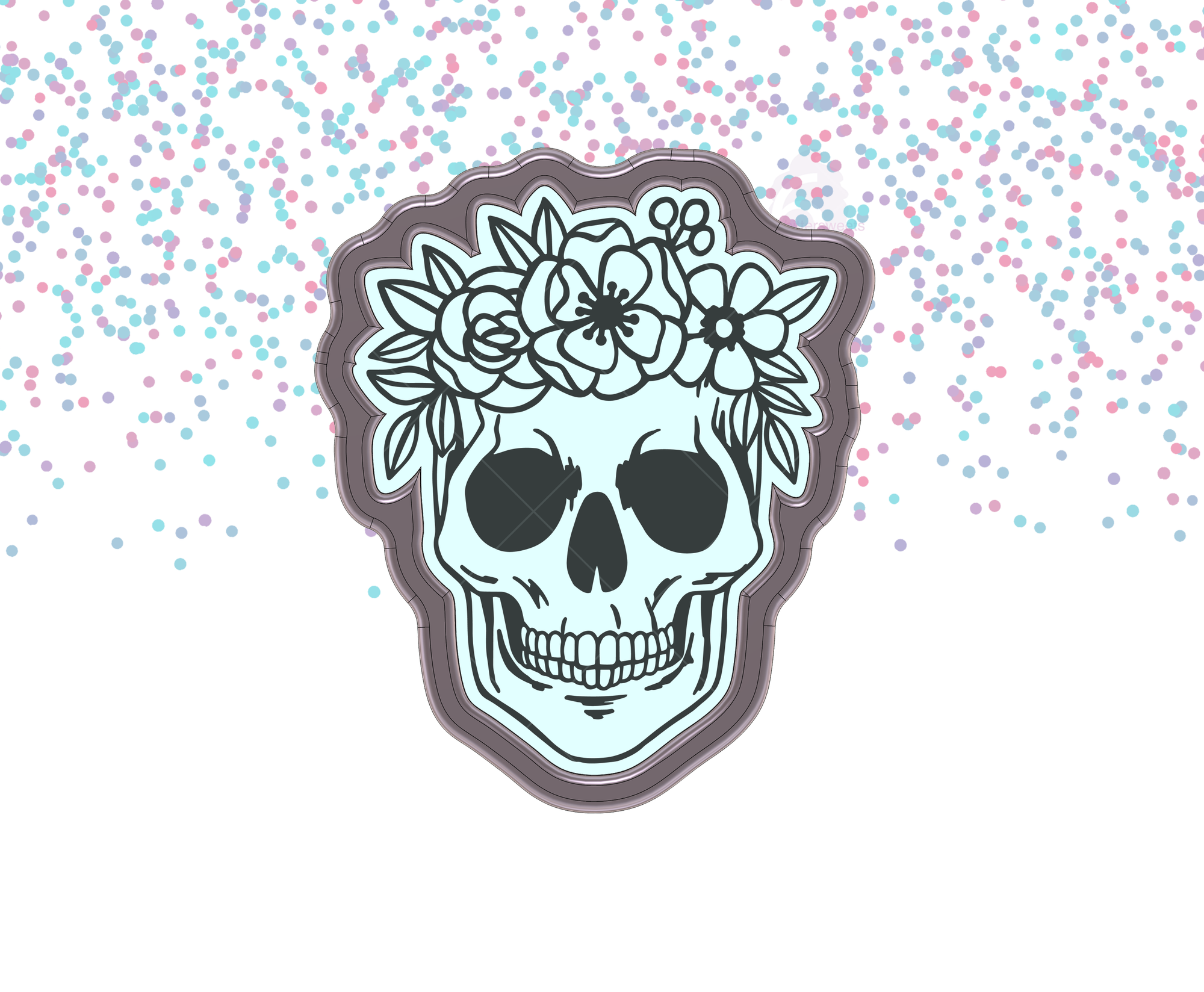 Floral Skull 2 Cookie Cutter