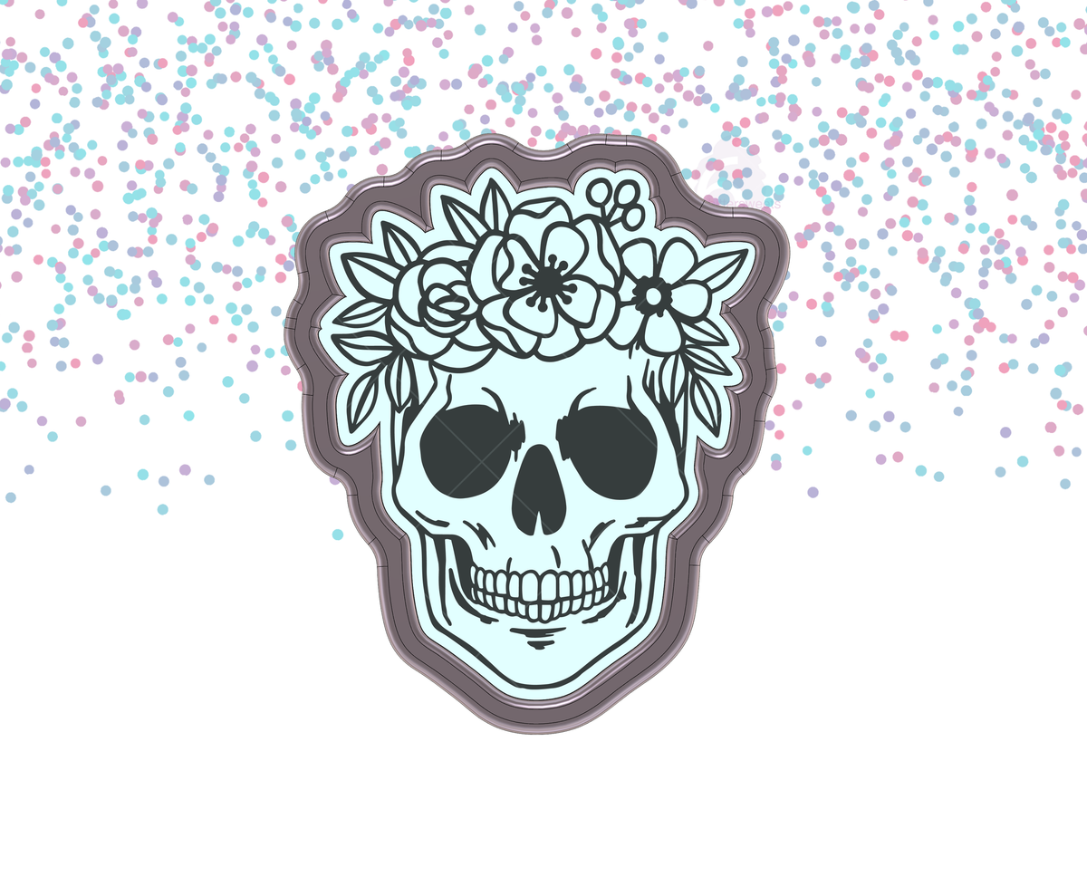 DIGITAL STL Download For Floral Skull 2 Cookie Cutter
