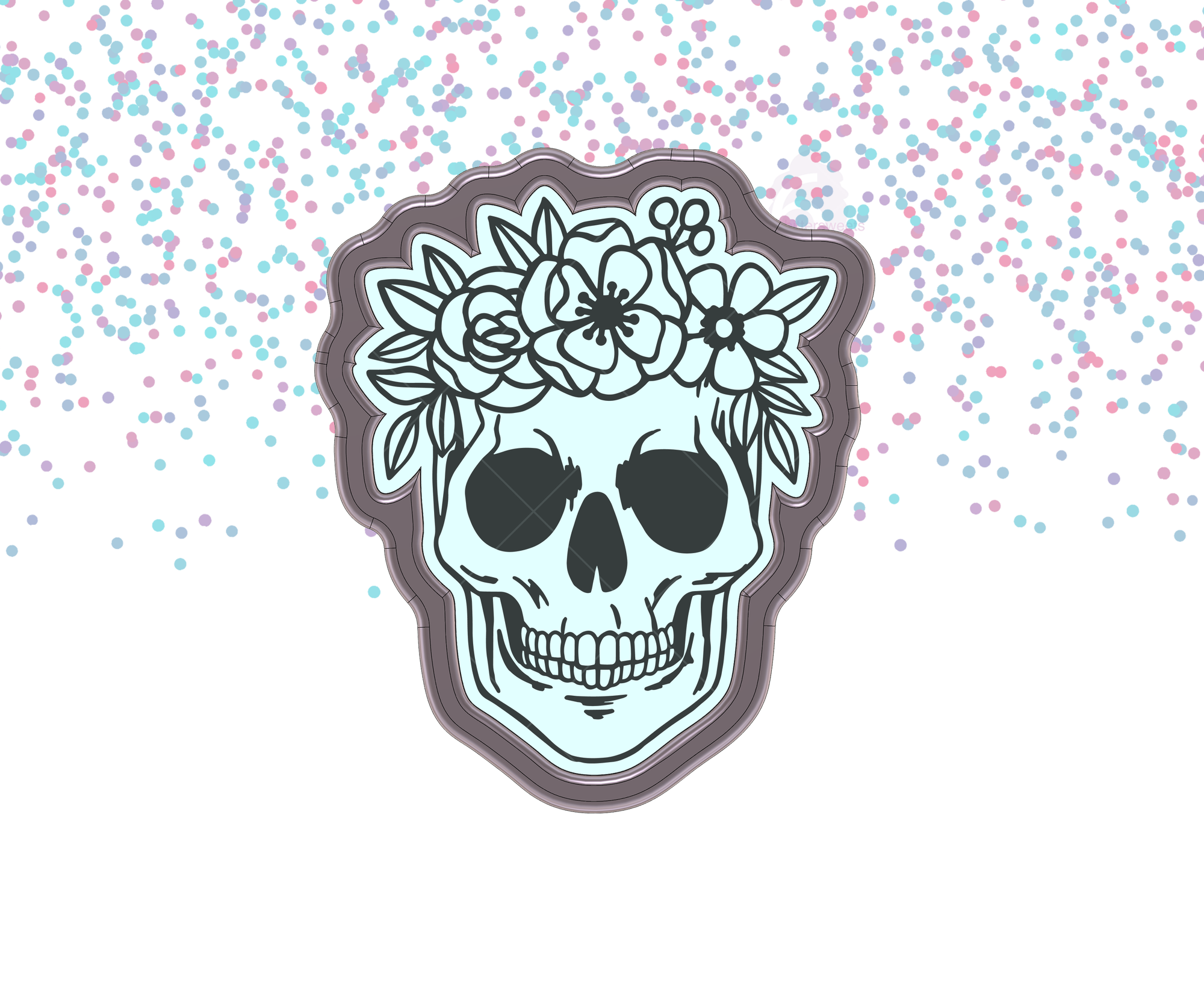 DIGITAL STL Download For Floral Skull 2 Cookie Cutter