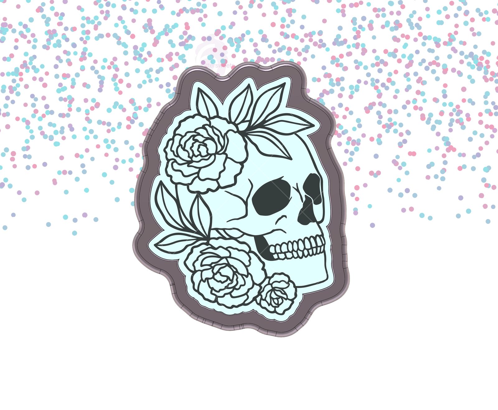 DIGITAL STL Download For Floral Skull 3 Cookie Cutter