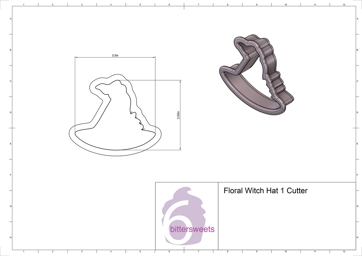 DIGITAL STL Download For Floral Witch Hat 1 Cookie Cutter