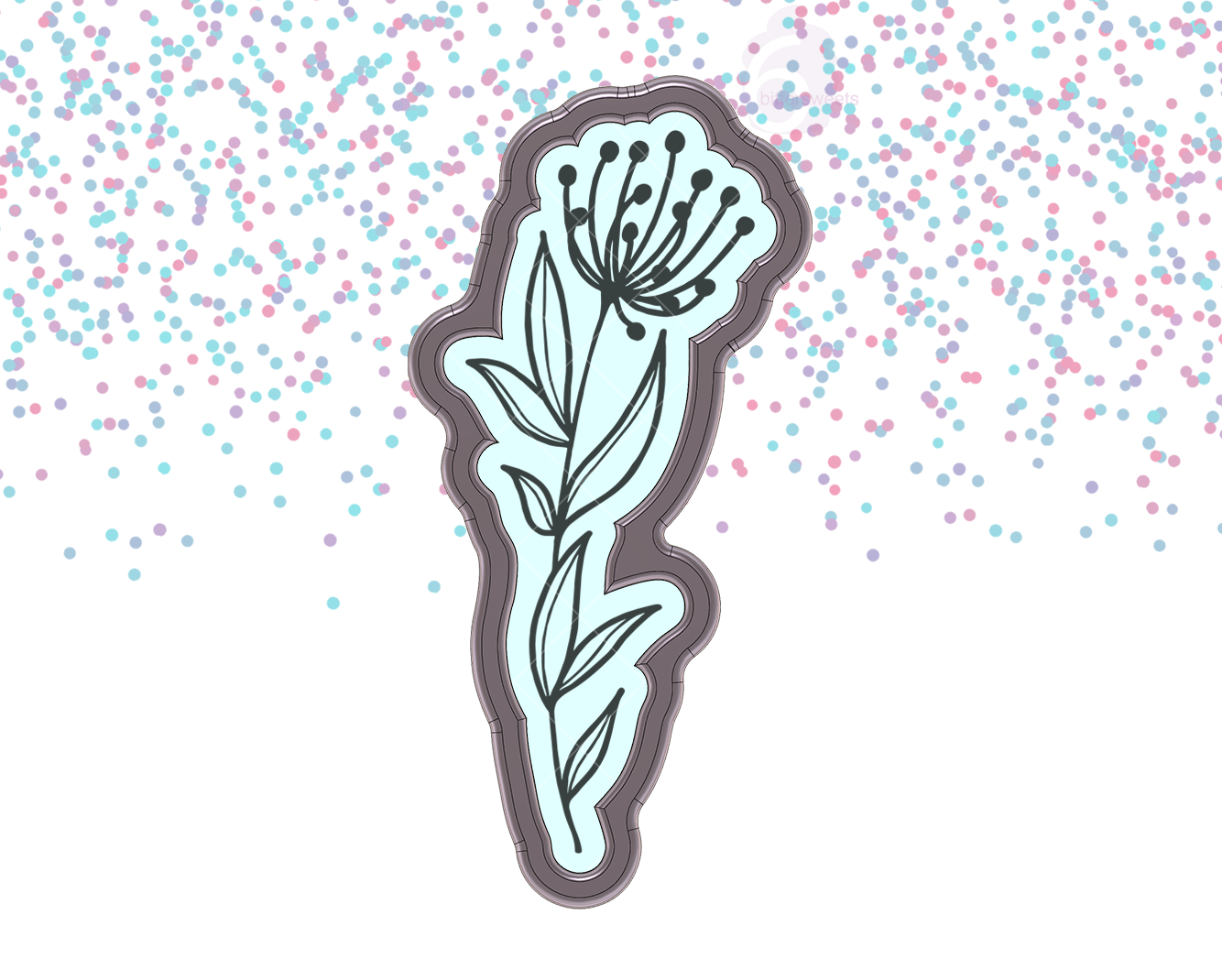 DIGITAL STL Download For Flower With Stem 1 Cookie Cutter