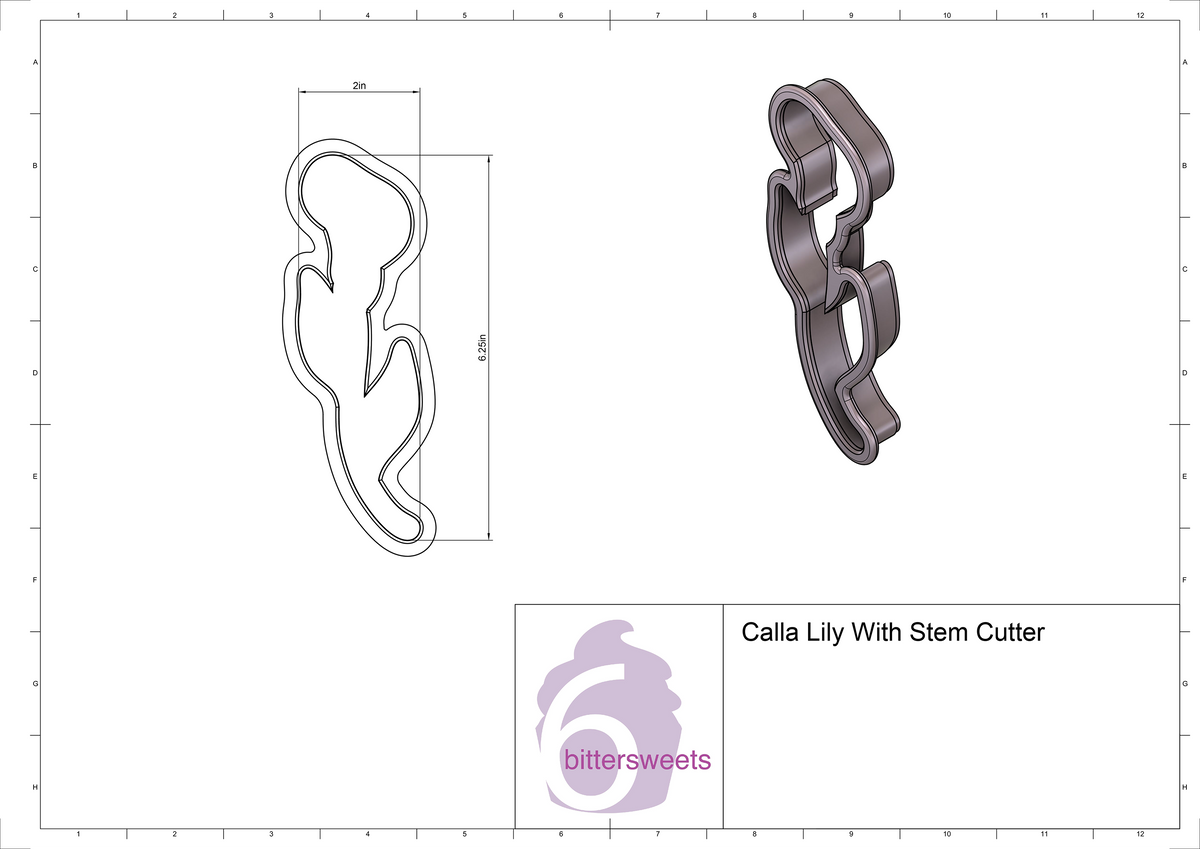 DIGITAL STL Download For Calla Lily With Stem Cookie Cutter