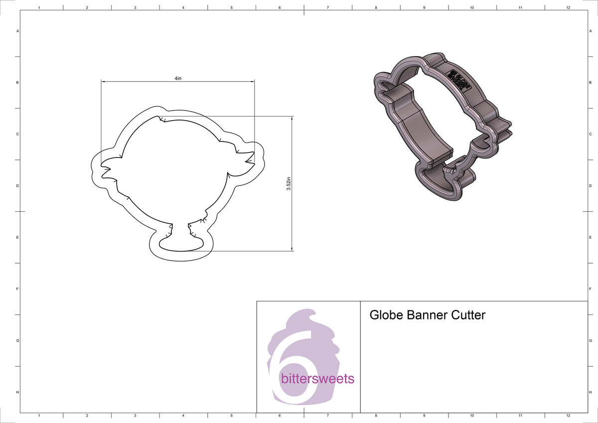 DIGITAL STL Download For Globe Banner Cookie Cutter