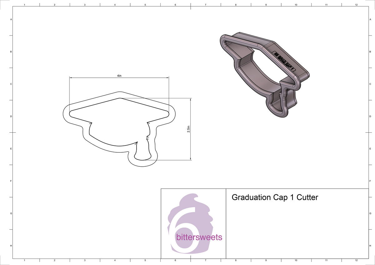 Graduation Cap 1 Cookie Cutter