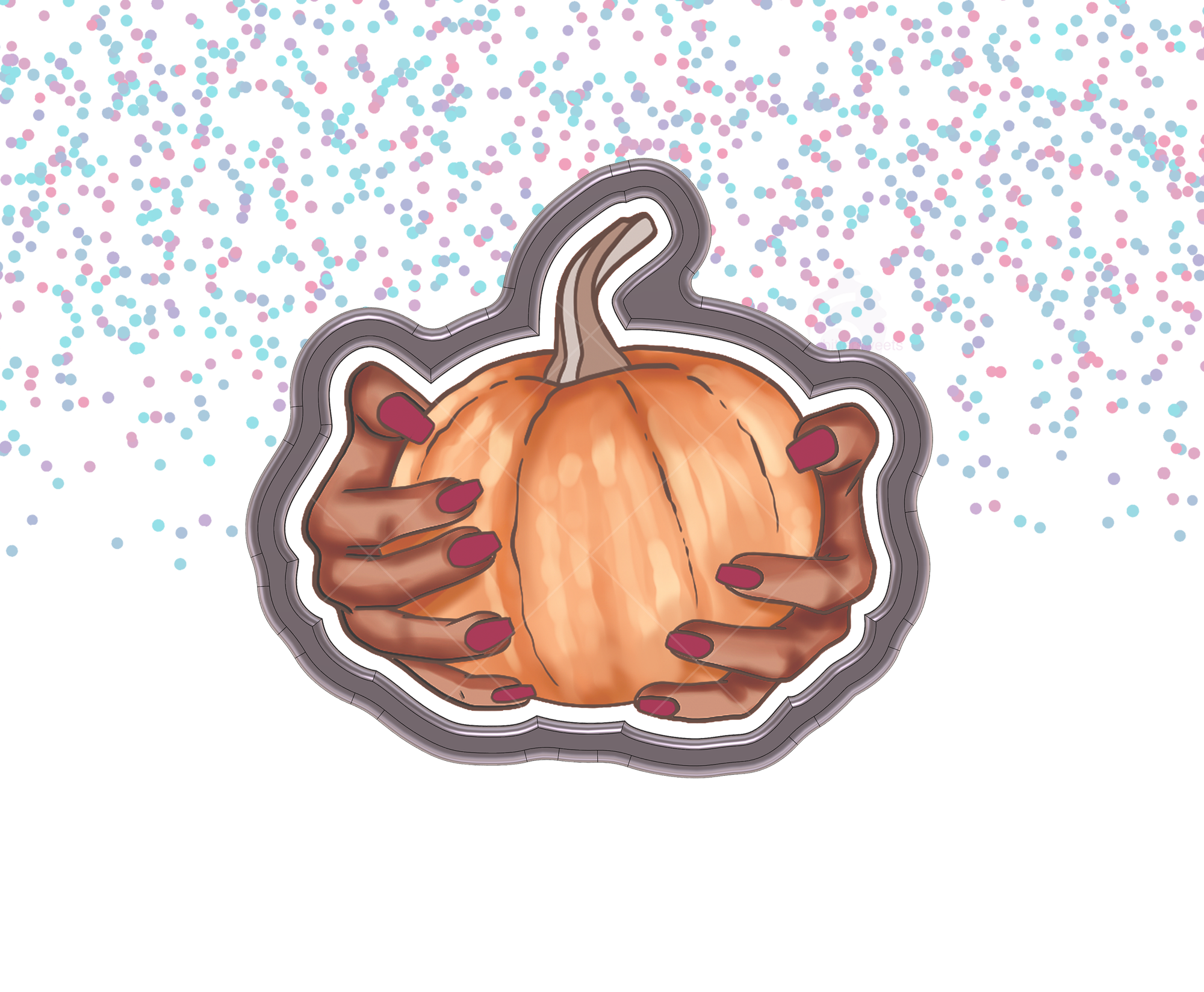Hands Holding Pumpkin Cookie Cutter