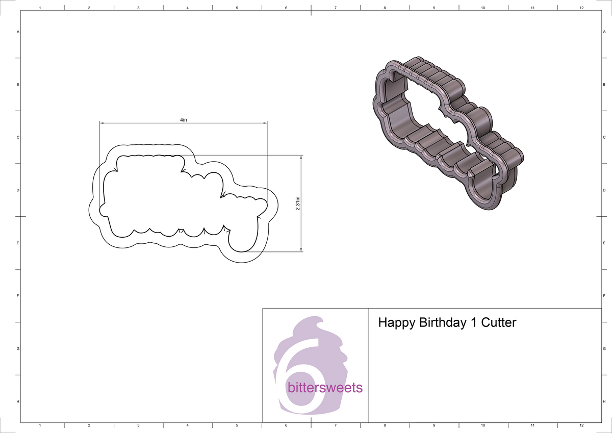 DIGITAL STL Download For Happy Birthday 1 Lettered Cookie Cutter