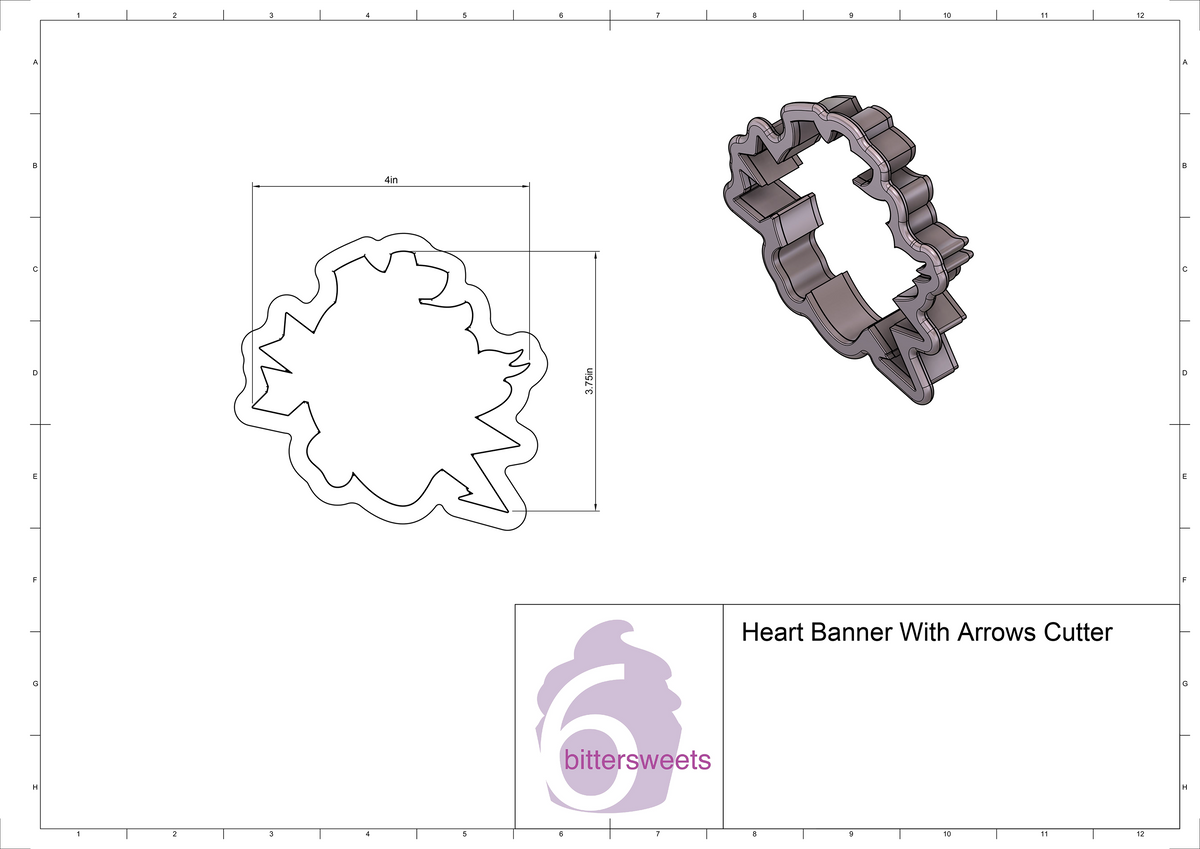 Heart Banner With Arrows Cookie Cutter