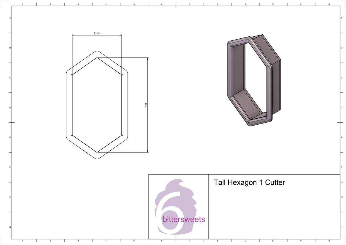DIGITAL STL Download For Tall Hexagon Plaque 1 Cookie Cutter