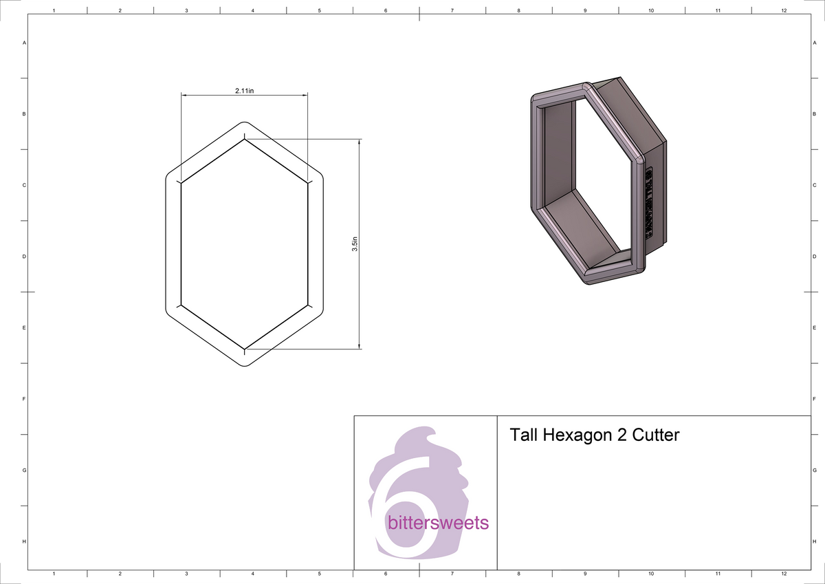 DIGITAL STL Download For Tall Hexagon Plaque 2 Cookie Cutter