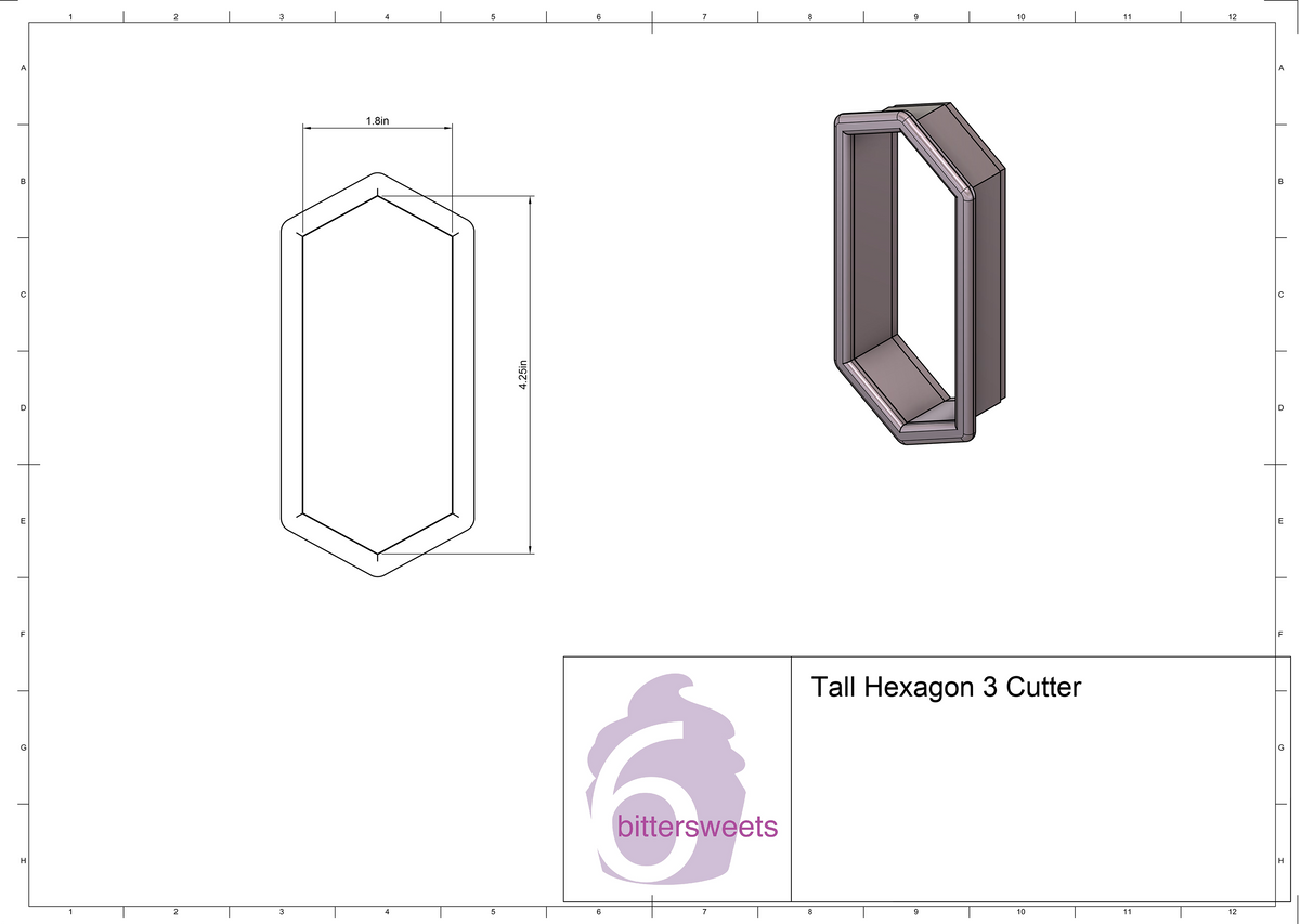 DIGITAL STL Download For Tall Hexagon Plaque 3 Cookie Cutter