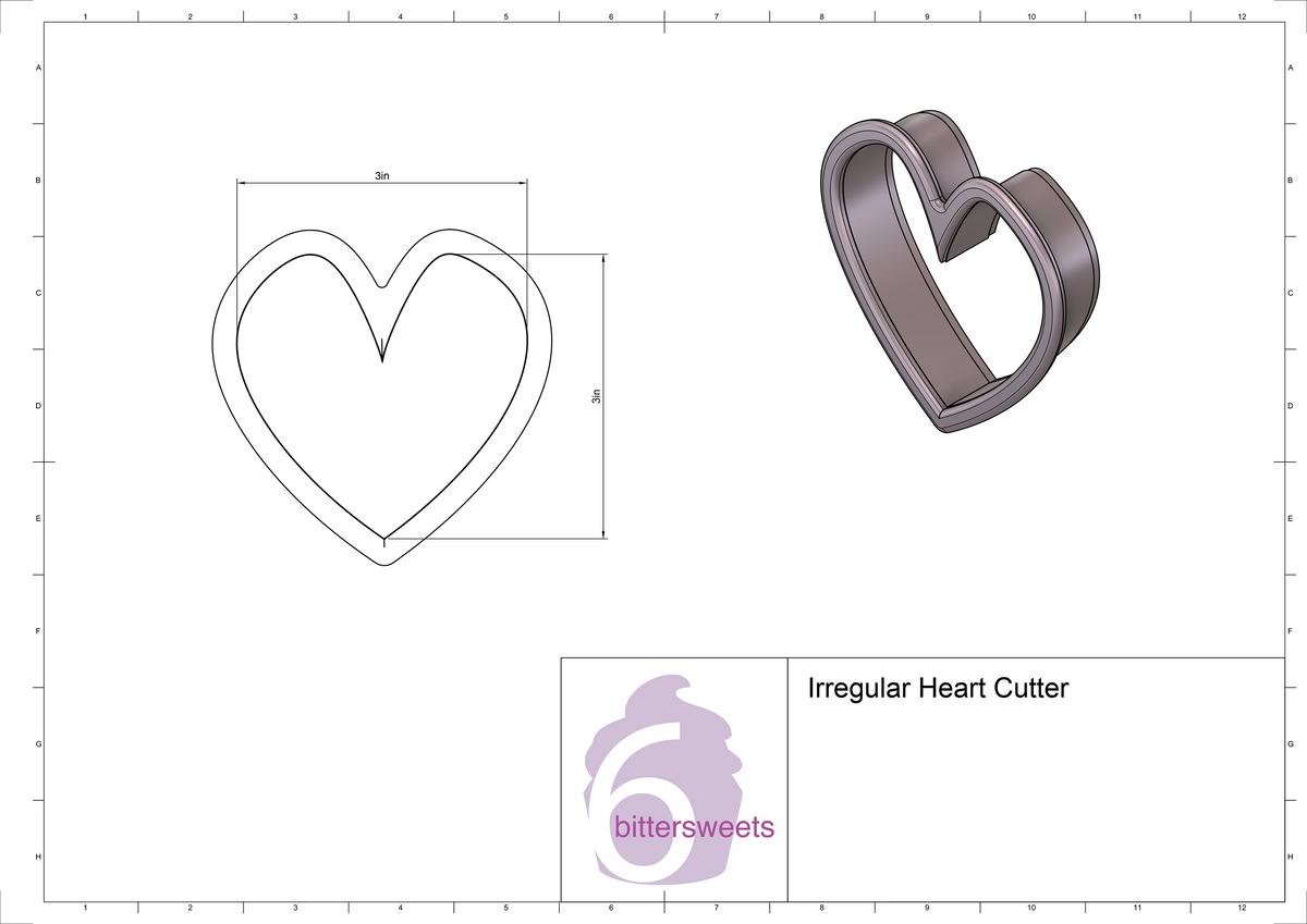 DIGITAL STL Download For Irregular Heart Cookie Cutter