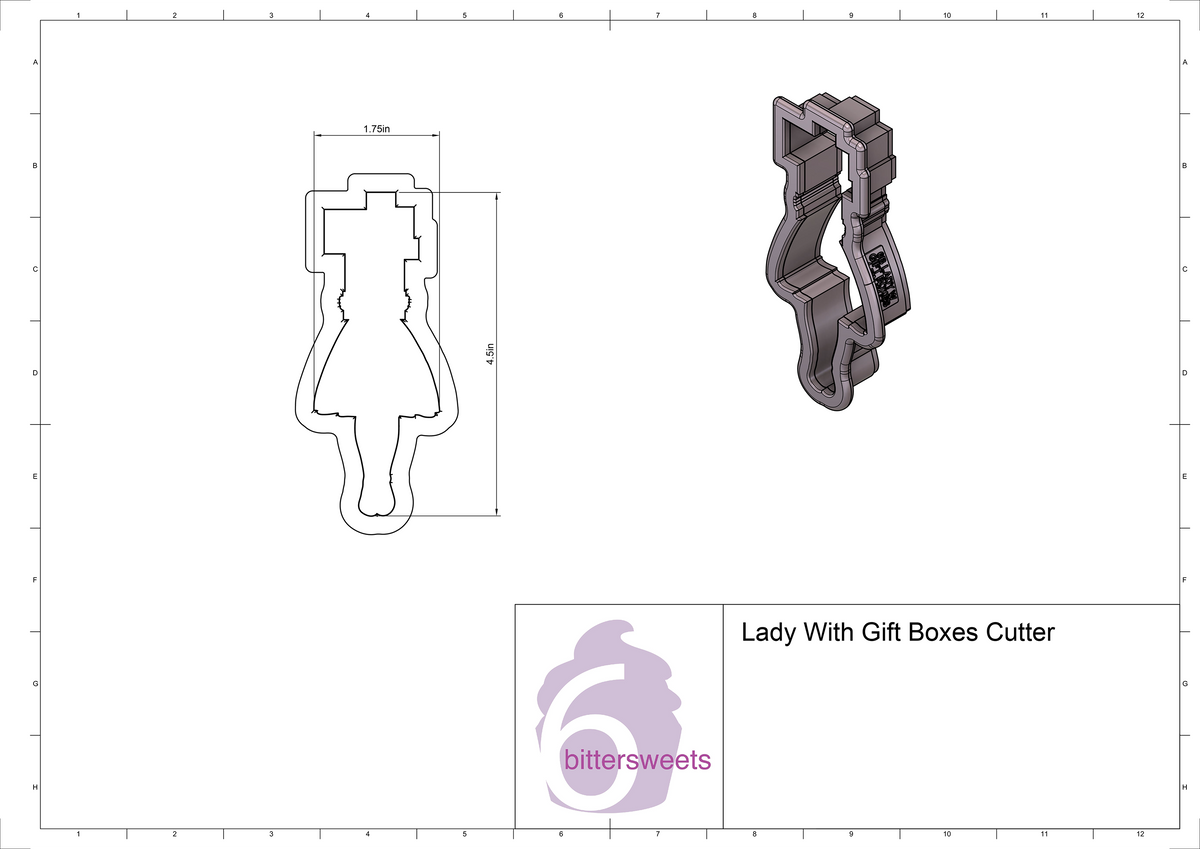 Lady With Gift Boxes Cookie Cutter