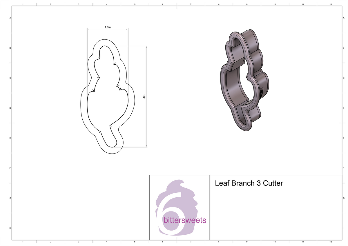 DIGITAL STL Download For Leaf Branch 3 Cookie Cutter