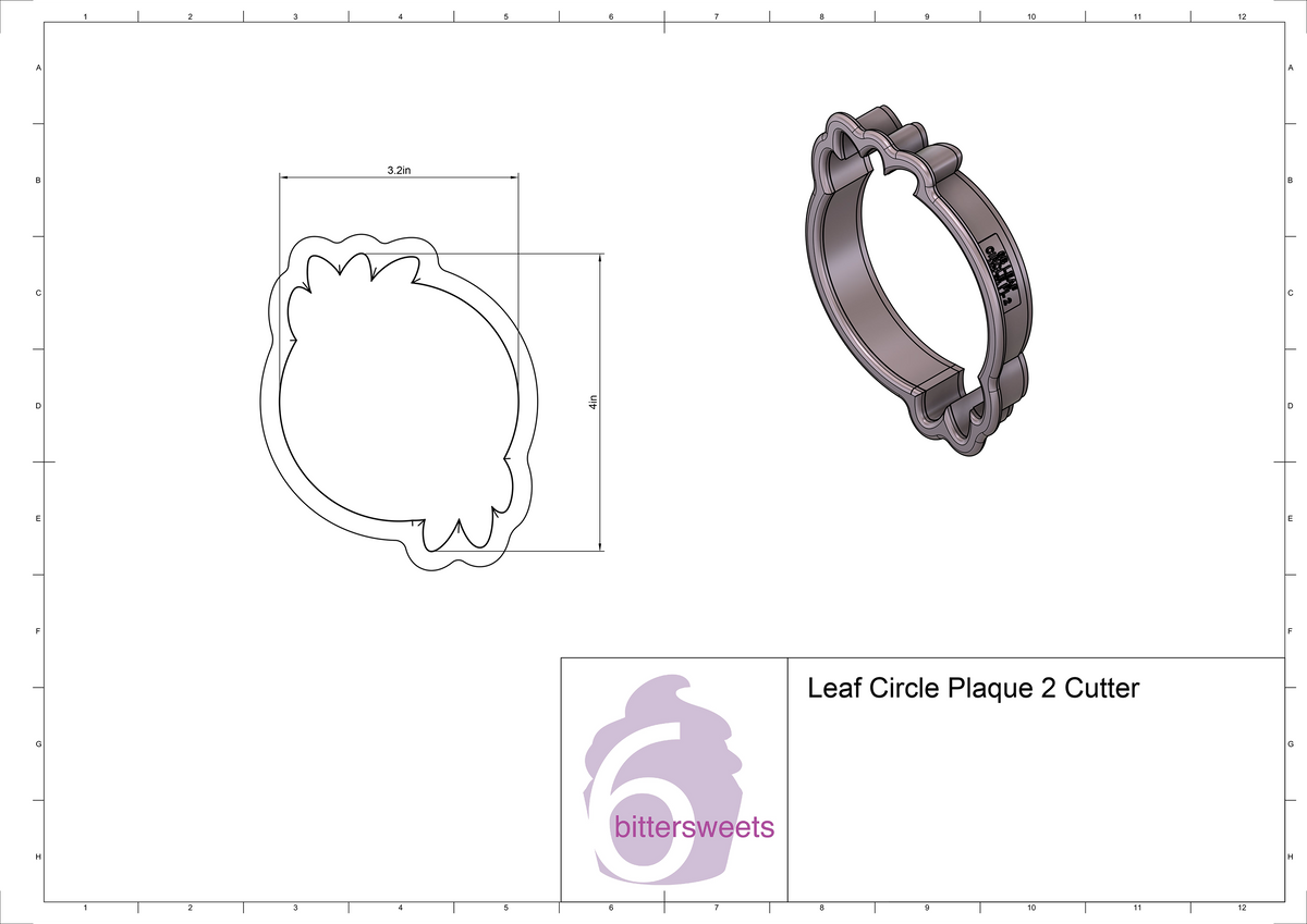 DIGITAL STL Download For Leaf Circle Plaque 2 Cookie Cutter