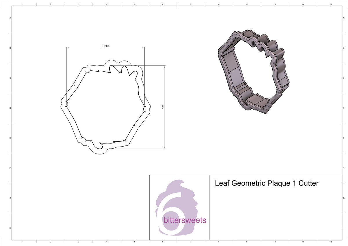 Leaf Geometric Plaque 1 Cookie Cutter
