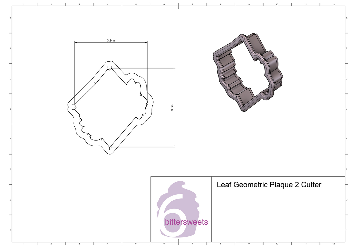 Leaf Geometric Plaque 2 Cookie Cutter