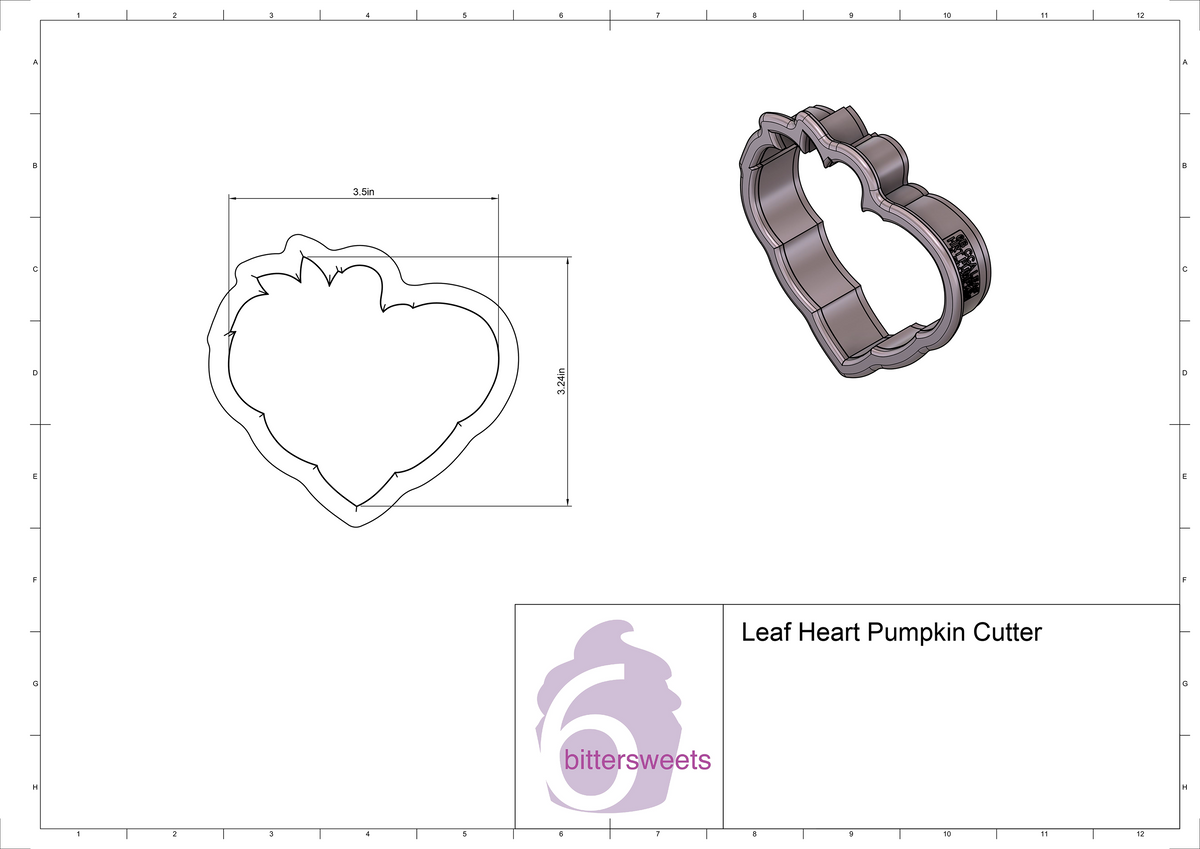 DIGITAL STL Download For Leaf Heart Pumpkin Cookie Cutter