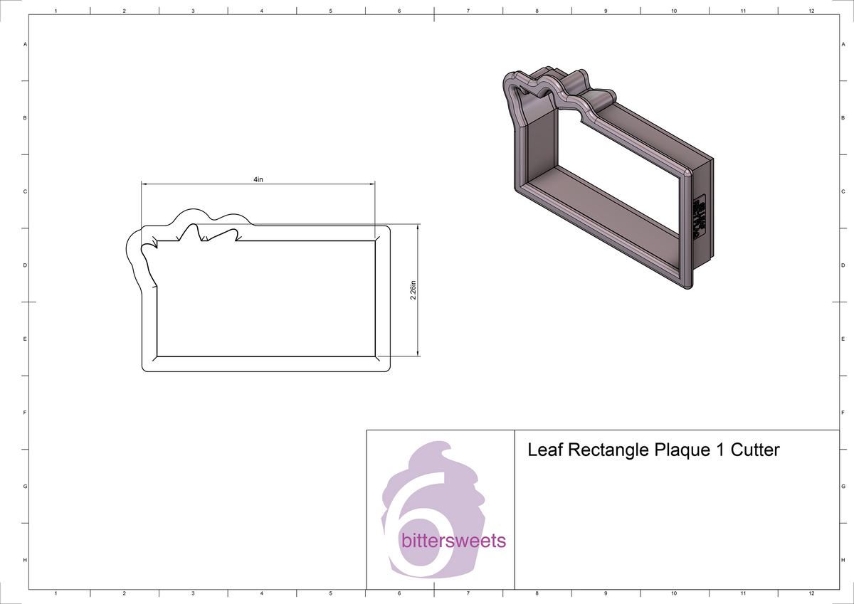 DIGITAL STL Download For Leaf Rectangle Plaque 1 Cookie Cutter