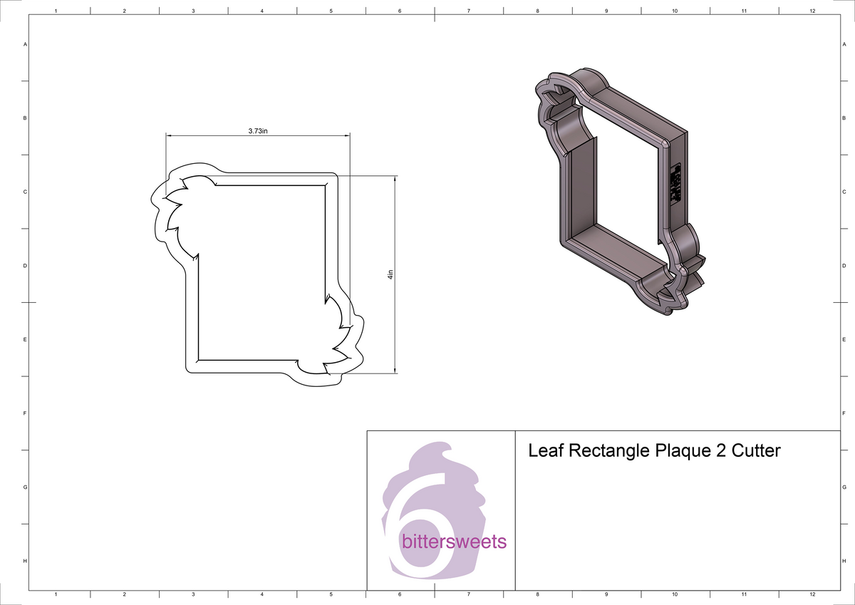 DIGITAL STL Download For Leaf Rectangle Plaque 2 Cookie Cutter