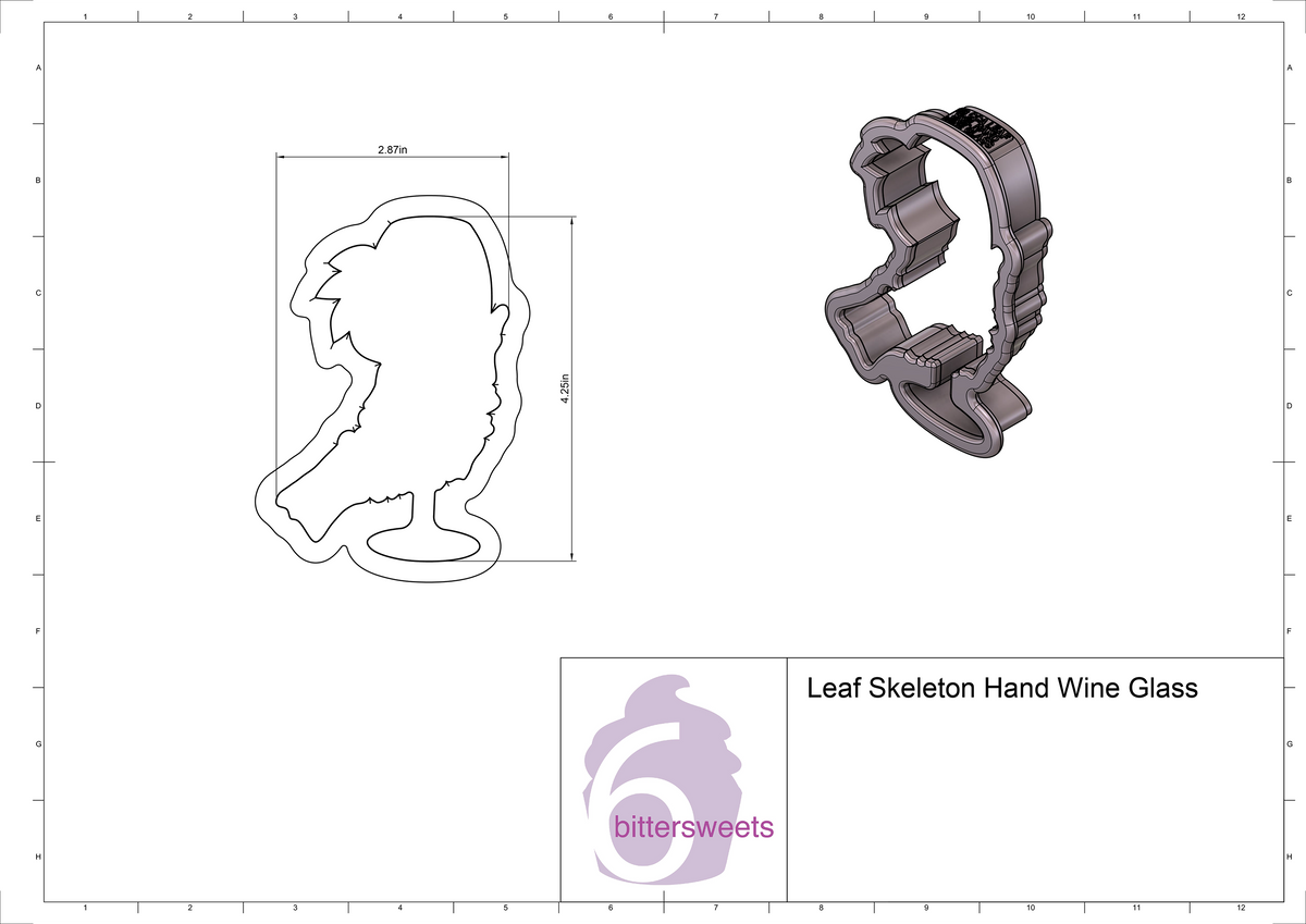 Leaf Skeleton Hand Wine Glass Cookie Cutter
