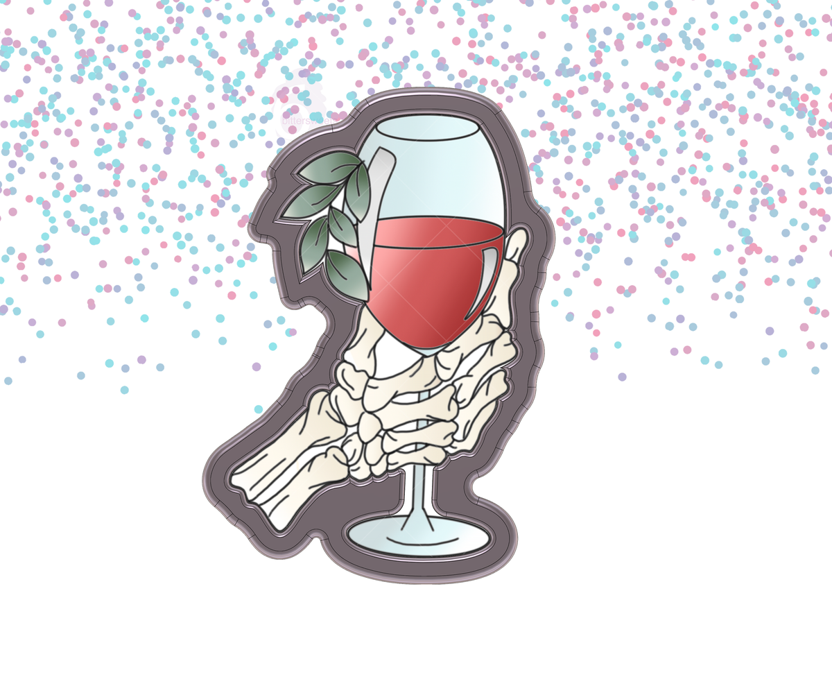 Leaf Skeleton Hand Wine Glass Cookie Cutter
