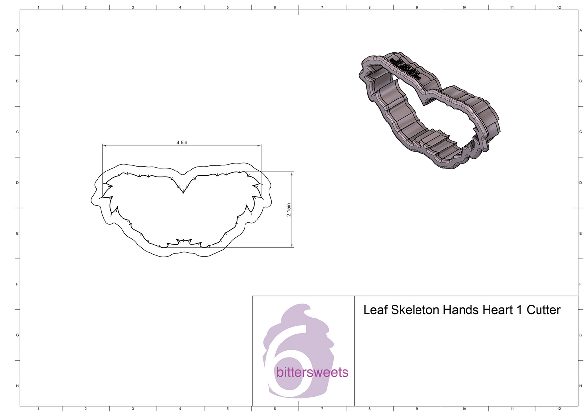 Leaf Skeleton Hands Heart 1 Cookie Cutter