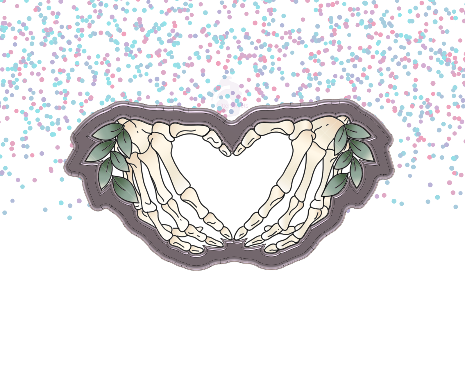 Leaf Skeleton Hands Heart 1 Cookie Cutter