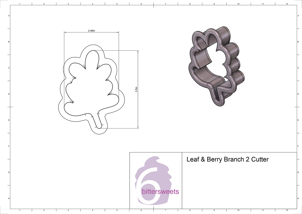 Leaf &amp; Berry Branch 2 Cookie Cutter