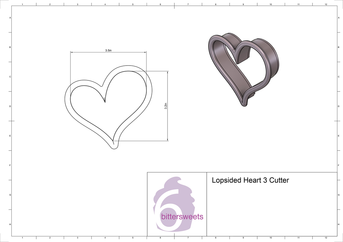 Lopsided Heart 3 Cookie Cutter