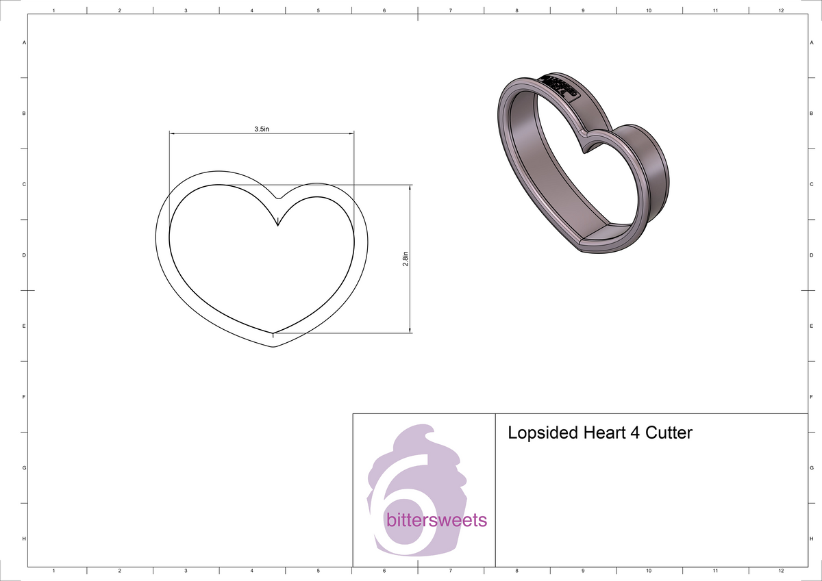 Lopsided Heart 4 Cookie Cutter