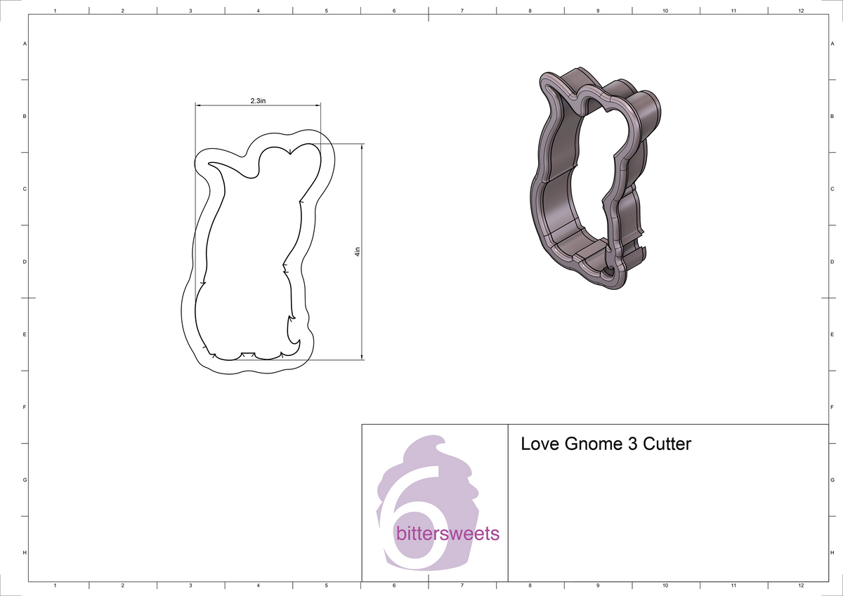 Love Gnome 3 With Heart Balloon Cookie Cutter